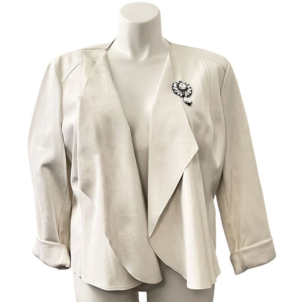 International Concepts Women's PLUS XXL White Faux Leather Moto Jacket